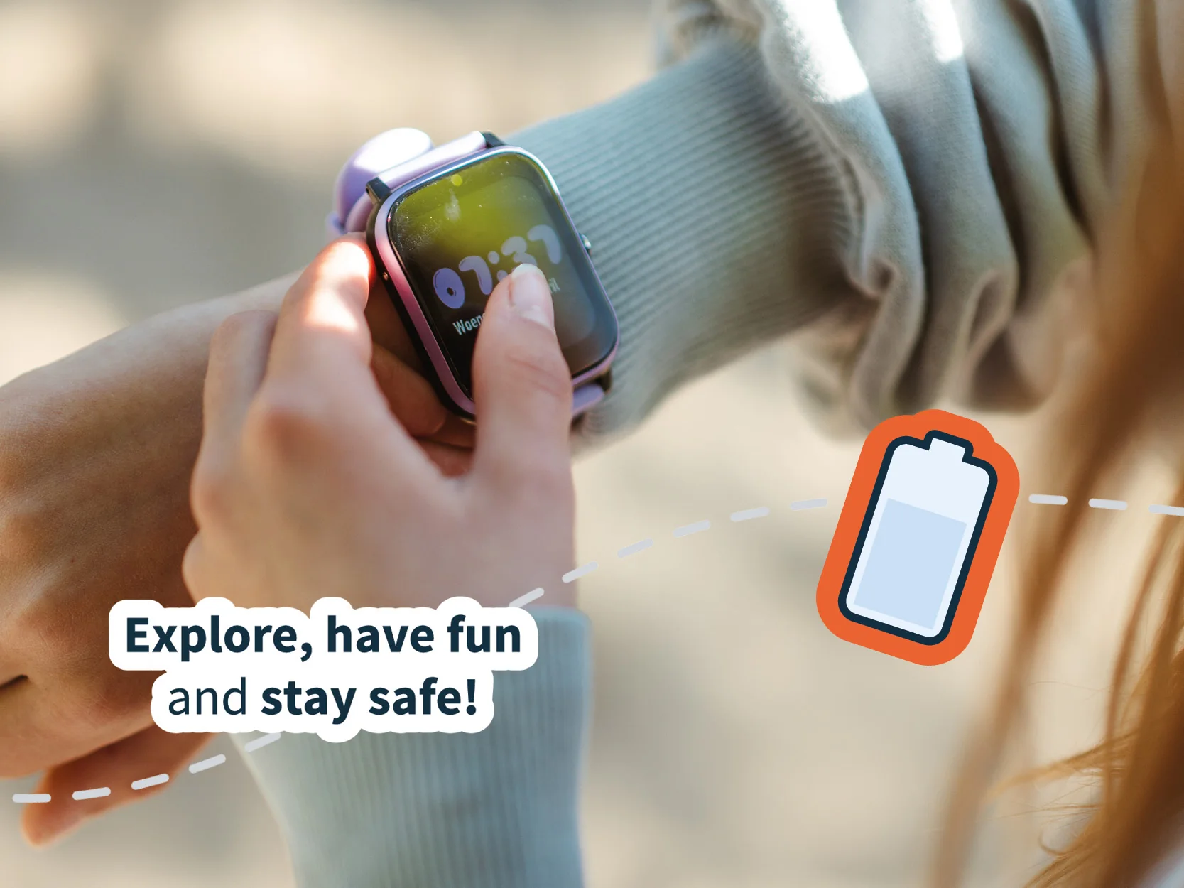 Kinder-Smartwatch mit langer Akkulaufzeit für mehr Sicherheit und Erreichbarkeit im Alltag.